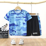 GREATNFB Summer Children's Suit  New Quick Drying Clothes Sportswear Baby Boys' Camouflage T-shirt Two-Piece Children's Clothing Wholesale