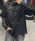 2025 early spring new water-soluble empty hook-up lace splicing bump root yarn shirt fashionable versatile bottoming top Popular