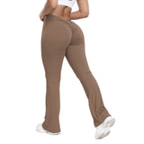 greatnfb HOT and NEW Cross Border  Peach Bell-Bottom Pants Women's Yoga High Waist Hip Lift Tights Wide Leg Fitness Pants Women's Clothing