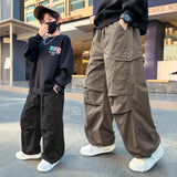 GREATNFB Z1124-Early Yang Children  Spring New Medium and Big Children Fashionable Stylish Loose Comfortable Wide-Leg Casual Pants Boys