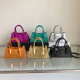 GREATNFB 2025 Popular fashion high-end stone pattern portable small square bag  new women's bag patent leather glossy versatile messenger bag