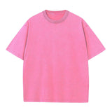 GREATNFB 230G Cotton Heavy Distressed Short-Sleeved T-shirt Batik Washed off-Shoulder Cotton Retro T-shirt Loose Oversize