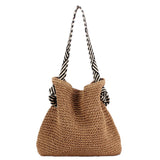 GREATBFB Korean Style Ins Navy Style Straw Bag  New Handmade One-Shoulder Knitted Women's Bag All-Matching Minority Fashion