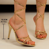 Summer New European and American plus Size round Head Strap Women's High-Heeled Sandal Foreign Trade Original Order Factory Direct Sales Wholesale