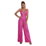 2025 jumpsuits summer women's clothing, deep v backless sequined jumpsuit  sleeveless suspender jumpsuit wholesale