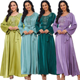 MT027  Popular trade New Dubai Muslim clothing robe, bead new pattern high-end long dress