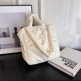 GREATNFB 2025  tote bag  autumn and winter underarm plaid soft puff cotton-filled pillow bag versatile single shoulder women's handbag