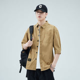 GREATNFB Shirt Men's Spring and Summer American-Style High Sense All Cotton Fashion Hong Kong Style Trendy Multi-Bag Loose Casual Shirt Outer Wear