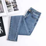 Real Shot New Korean Student High Waist Jeans Women's Trousers plus Size Elastic Skinny Slimming Ankle Tight Pencil Pants