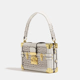 2025 popular New Crocodile Pattern Box Bag High-end Underarm Bag Women's Crossbody Small Square Bag Versatile Lock Shoulder Bag Women's