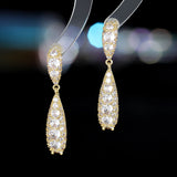 2025 S925 silver needle niche design high-end earrings zircon inlaid water drop-shaped earrings Korean Internet celebrity temperament earrings