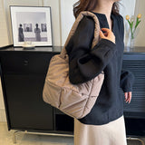 GREATNFB 2025  tote bag  autumn and winter underarm plaid soft puff cotton-filled pillow bag versatile single shoulder women's handbag