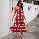 2024 Spring/Summer New Floral Print Oblique Shoulder Strap Dress Dlq0207119