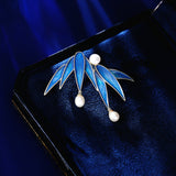 2025 Guochao retro Chinese style cheongsam Hanfu accessories high-end freshwater pearl oil dripping bamboo peace bamboo leaf brooch