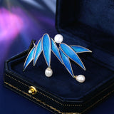 2025 Guochao retro Chinese style cheongsam Hanfu accessories high-end freshwater pearl oil dripping bamboo peace bamboo leaf brooch