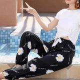 greatnfb Summer Women's Cotton Silk Thin Bloomers Adult Anti Mosquito Pants Beach Pants Artificial Cotton Casual Loose Tappered Pajama Pants