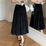 2025 Spot white medium and long skirt women's  spring and summer new lace high waist thin word cake skirt long skirt
