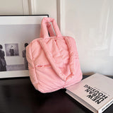 GREATNFB 2025  tote bag  autumn and winter underarm plaid soft puff cotton-filled pillow bag versatile single shoulder women's handbag
