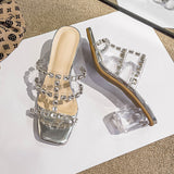 Outdoor Slippers Women's Summer  Versatile New Rhinestone Strap Crystal Slippers Internet Celebrity  High Heels