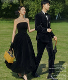2025 New studio color yarn theme photography couple photo black wedding dress black yarn art photo photo clothing