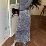 2025 popular autumn new elegant temperament soft and comfortable high sense versatile sequined wool skirt
