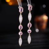 2025 S925 silver needle super fairy temperament light luxury high-end earrings trendy long modified face super flash zircon fringed earrings
