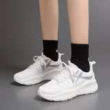 Spring New Fly-Knit Sneakers Women's Couple's Versatile Platform Casual Breathable Running Shoes White Shoes F8829