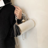 GREATNFB Pure Color All-Matching Western Style Handbag  Ins Simple Retro Shoulder Messenger Bag Textured Women's Bag