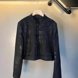 2025 Spot popular autumn new heavy industry embroidery bead buckle short coat women
