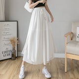 greatnfb In Stock  Summer New Pleated Chiffon Wide-Leg Pants Fashion High Waist Drooping Elegant Cropped Culottes for Women