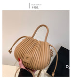 GREATNFB Advanced Texture Small Bag Women's New Niche Messenger Bag Popular Women's Portable Pleated Bucket Bag  Spring