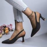 High Heel Pumps Women's  Spring New  Style Retro Chunky Heel Shoes Pumps Pointed Toe Low-Cut Ankle-Strap Buckle Closed Toe Sandals