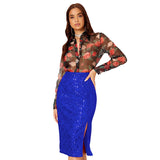 GREATNFB INS 2025  women's clothing  skirt  summer models, slim split sequined skirt women's wholesale