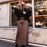 GREATNFB 2025 AC659 leather skirt skirt women's popular new autumn and winter split skirt one-step hip skirt medium and long winter skirt women