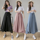 greatnfb In Stock  Summer New Pleated Chiffon Wide-Leg Pants Fashion High Waist Drooping Elegant Cropped Culottes for Women