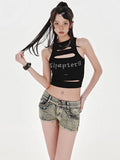 Sexy Low Rise Denim Super Shorts Women's Summer Elastic Slim Skinny Rivet Vintage Blue Short Jeans Y2k Versatile Pants