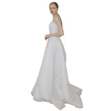 Fashion Sexy Strapless Wedding Dress Elegant A-line Sleeveless Vestido De Noiva Classic Lace Up Small Train Robe De Mariee