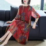 greatnfb  Summer Wear for Women Dress Loose and Plus-sized Long Chiffon Printed Dress Woman Dress Vestido De Mujer Femme Robe