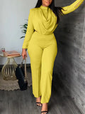 Sexy Off Waist Long Sleeve Shirt Trousers Office Lady Spring Summer Fashion Elegant Solid Pants Two Piece Set Women Outfit 2024