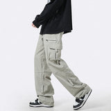 HOUZHOU Cargo Pants Men Zipper Oversize Wide Leg Trousers Male Streetwear Hip Hop Casual Korean Japanese Pocket Safari Style