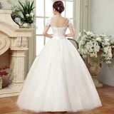 Elegant Wedding Dresses Short Sleeves V-Neck Net Rhinestone Backless lace up Bridal Ball Gown