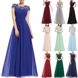 greatnfb  Wedding Women Dress Round Neck Short Sleeve High Waist Evening Long Dresses Lace Floral Gown Party Elegant Vestidos 2024