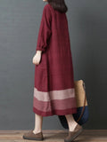 greatnfb Women Casual Dress New Arrival  Autumn Vintage Style O-neck Loose Comfortable Female Cotton Linen Long Dress B2881