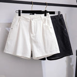 New 2022 Summer Plus Size Women Jeans Shorts For Women Large Size Black White Pocket Cotton Denim Shorts 3XL 4XL 5XL 6XL 7XL