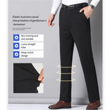 Men's Summer Thin Fashion Business Casual Suit Pants Long Pants Men's Elastic Straight Sleeve Formal Pants Plus Size 28-40