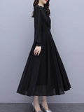 greatnfb Women Clothing Red Chiffon Boho Dress Spring Autumn Black Long Sleeve Chic Elegant Fashion Casual 2024 Midi Prom Evening Dresses