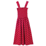 2024 Summer Befree Beach Long Vintage Dots Casual Ruffles Elegant Maxi Strap Camis Silky 5XL Dress Vestidos Sexy Women