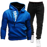 Mens Tracksuits Sweatshirt + Sweatpants Sportswear Zipper Hoodies Casual Male Clothing Large Size