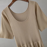 new models women's models U-neck summer short-sleeved knitted dress bottoming