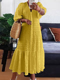 Plus Size Women Shirt Dress 2023 Summer Sexy V Neck Buttons Half Sleeve Long Maxi Vestidos Bohemian Elegant Party Robe